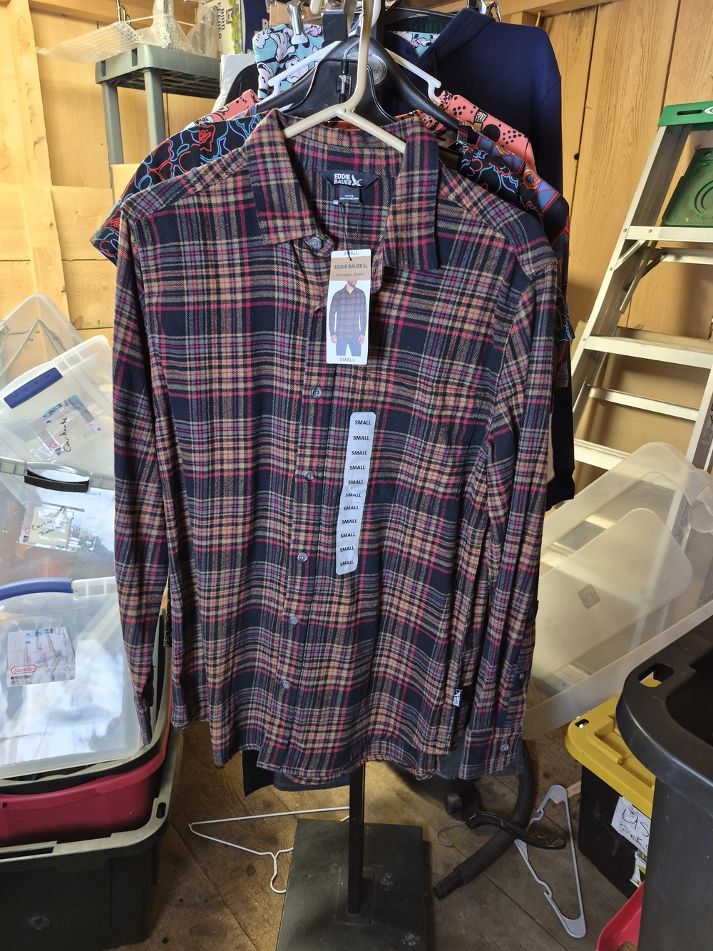 Eddie Bauer Red & Black Plaid Shirt Bin 49